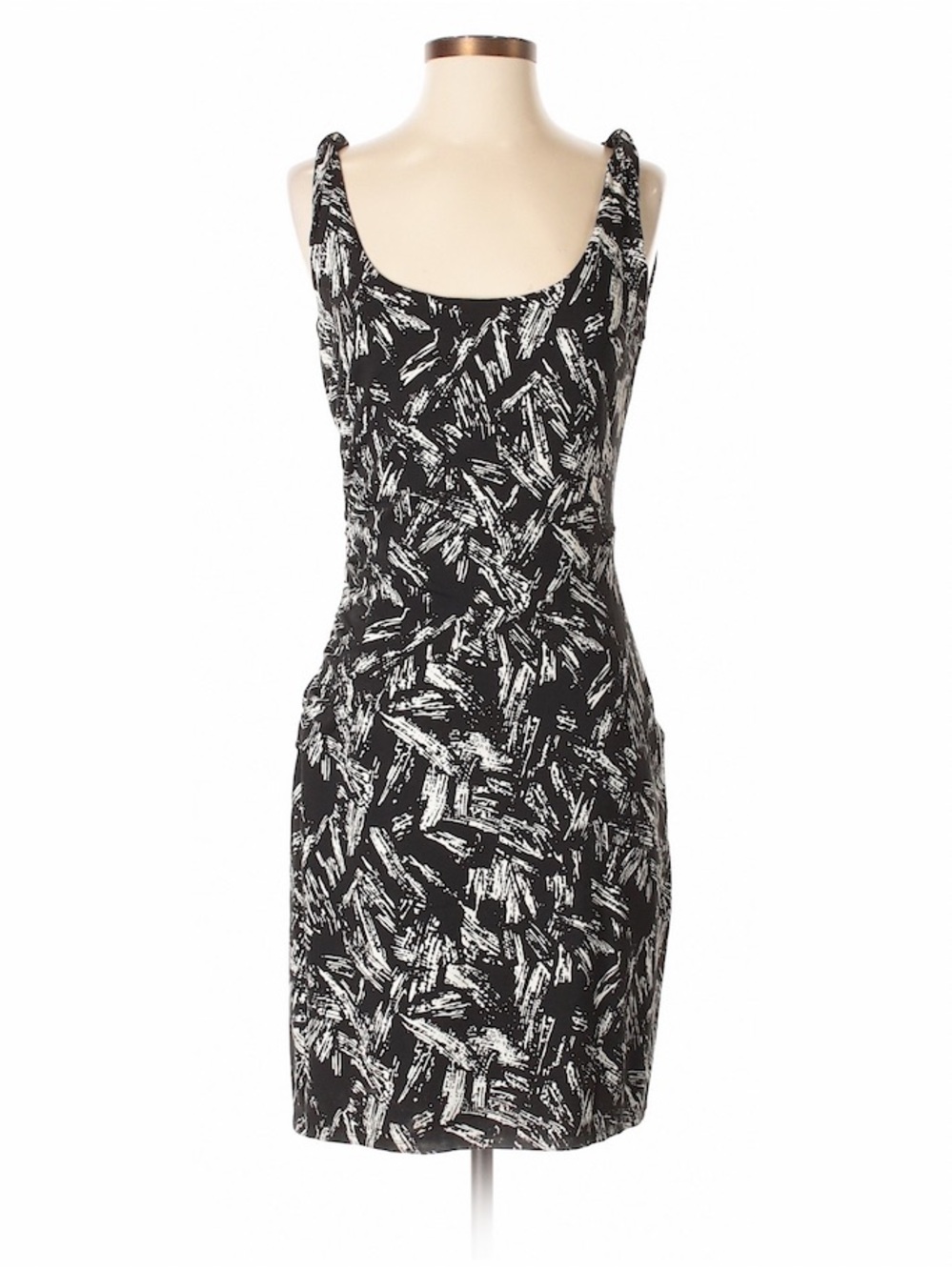 Ann Taylor Black & White Brushstroke Sheath Mini Dress